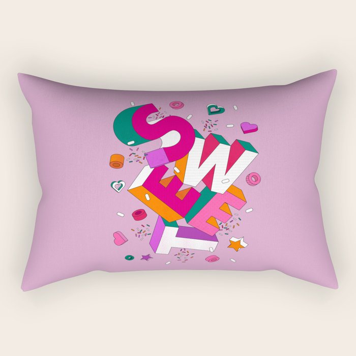 SWEET – colorful typography on pink Rectangular Pillow