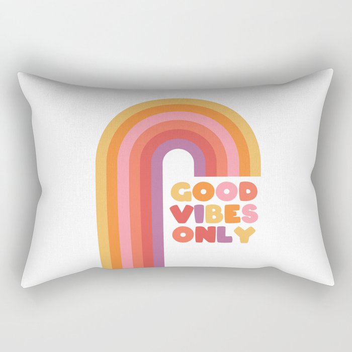 Good Vibes Only Rainbow Rectangular Pillow