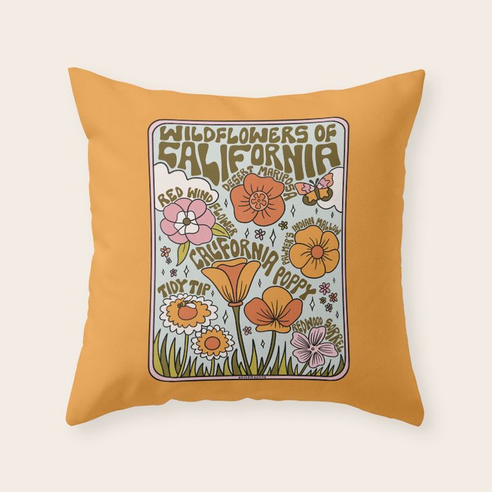 California Wildflowers Throw Pillow
