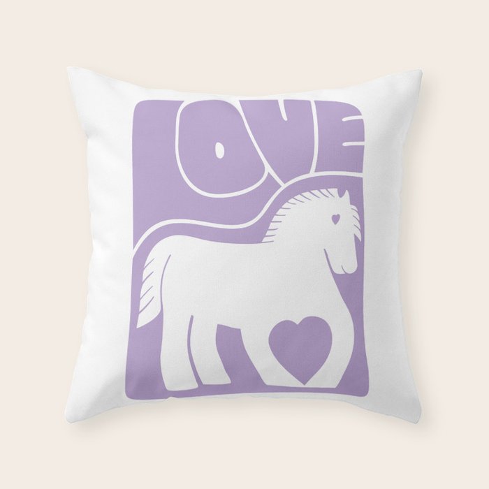 Love Horse Lilac Throw Pillow