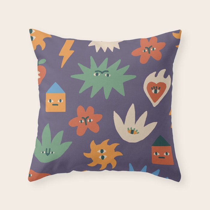 Funky faces Throw Pillow