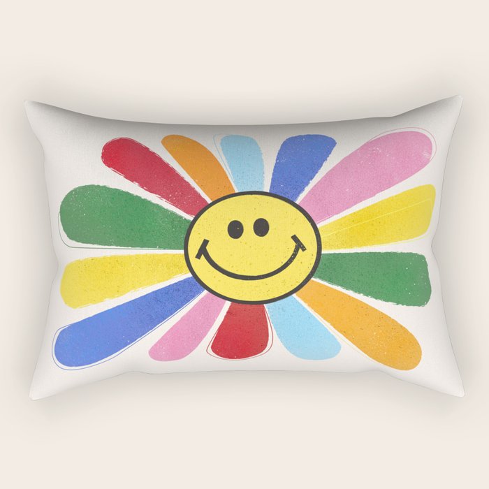 Smiley Hippie Daisy Rectangular Pillow
